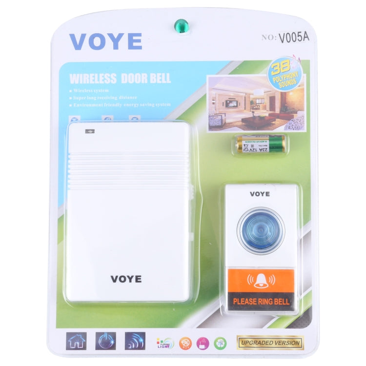 VOYE V005A Wireless Remote Doorbell with 38 Polyphony Sounds, V005A VOYE V005A Wireless Remote Doorbell with 38 Polyphony Sounds, V005A
